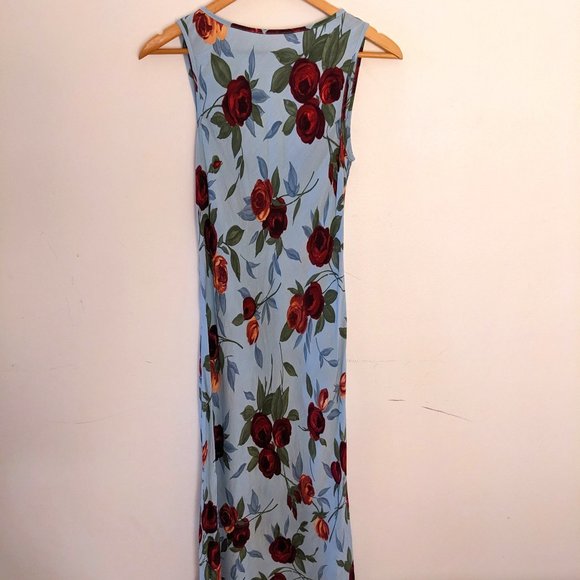 Tessuto - Blue and Red Floral Midi Dress - Picture 1 of 6